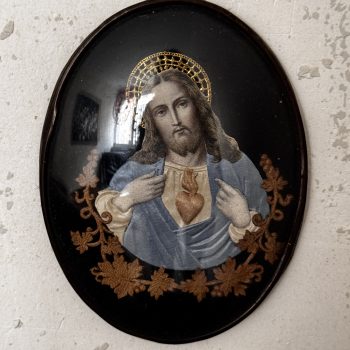 Petit cadre ovale sous verre bombé – Sacré-Cœur de Jésus