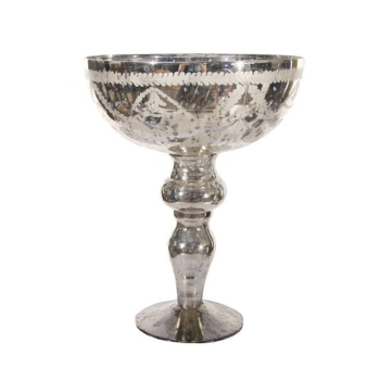 Coupe sur pied en verre argenté gravé – 32 cm