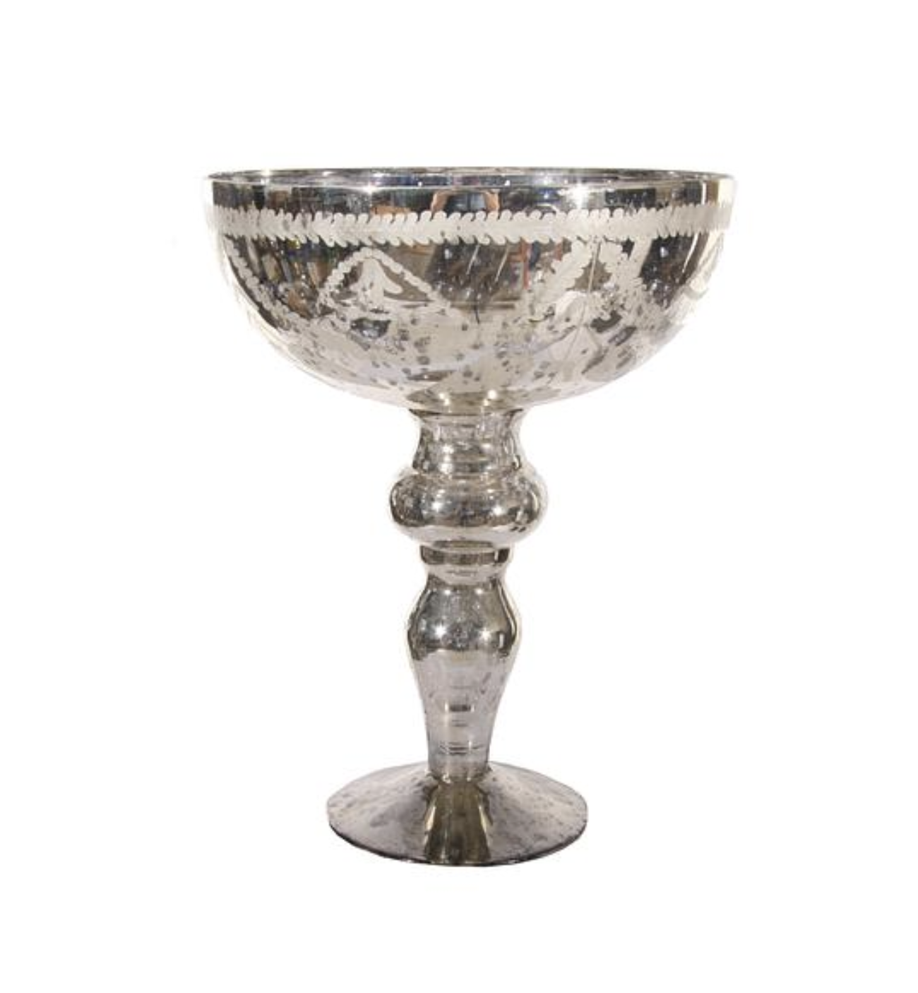 Coupe sur pied en verre argenté gravé - 32 cm