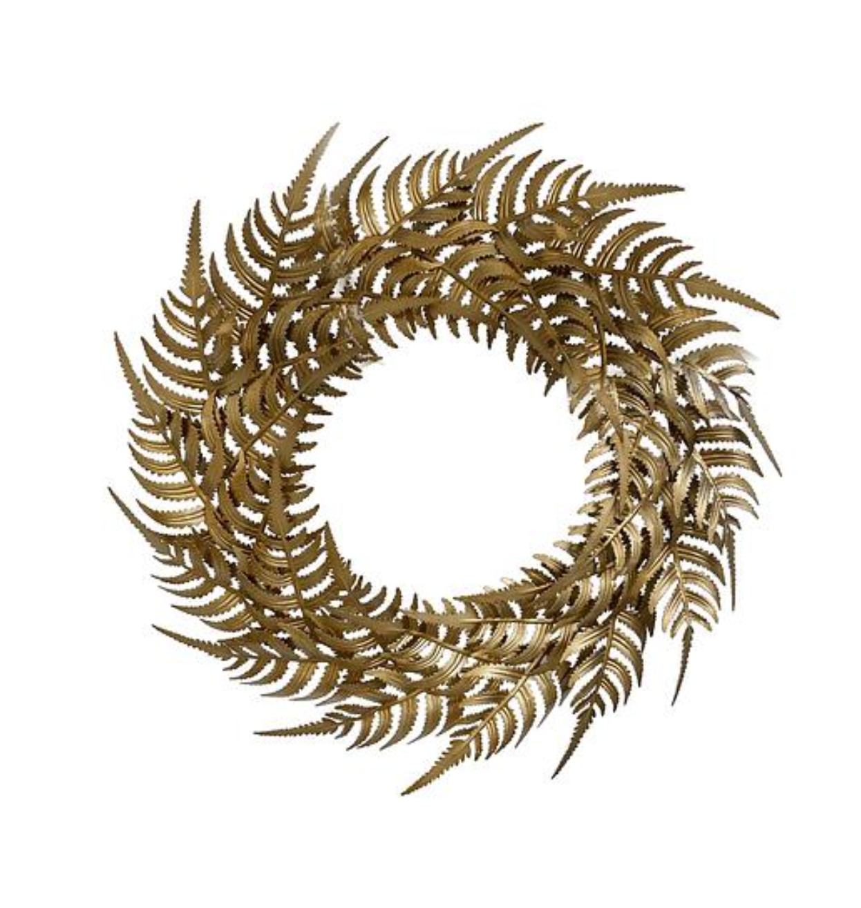 Couronne décorative de fougères en métal doré - 45 cm