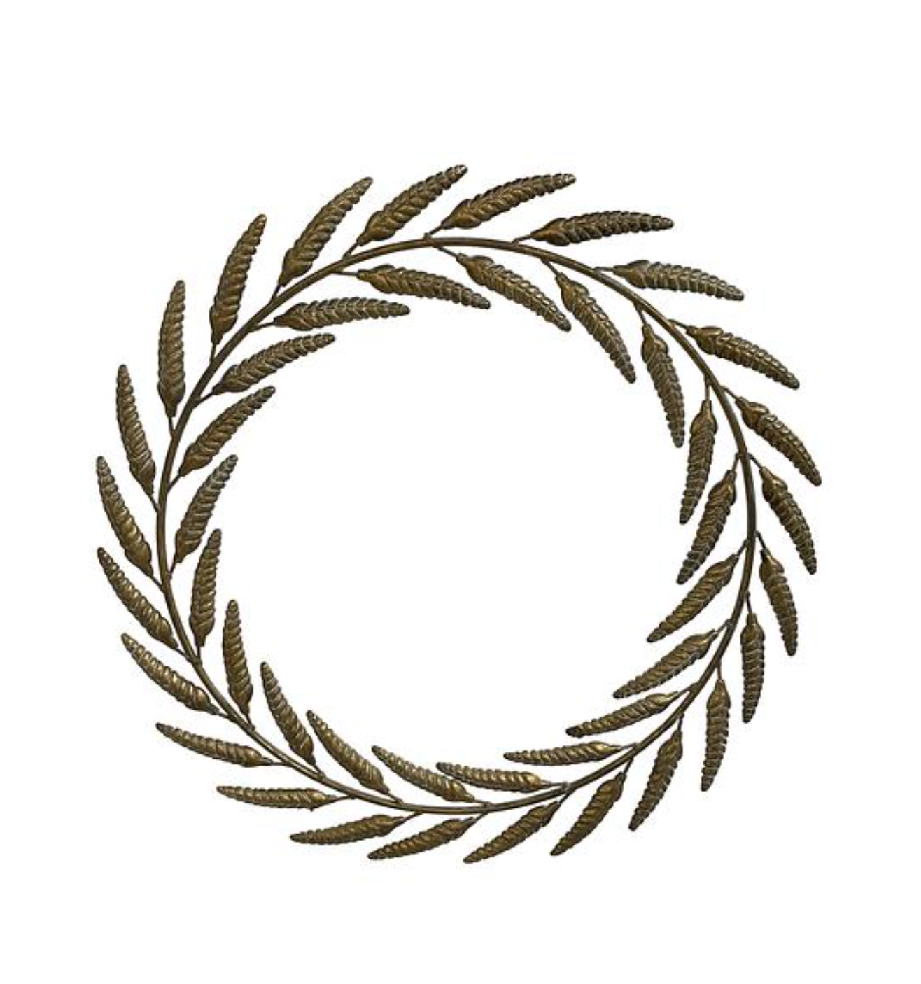 Couronne décorative d'épis de seigle en métal doré vieilli – 58 cm