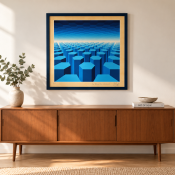 « Fifty Shades of Blue » par YVARAL (Jean-Pierre Vasarely) – Sérigraphie signée et dédicacée – Épreuve d’artiste