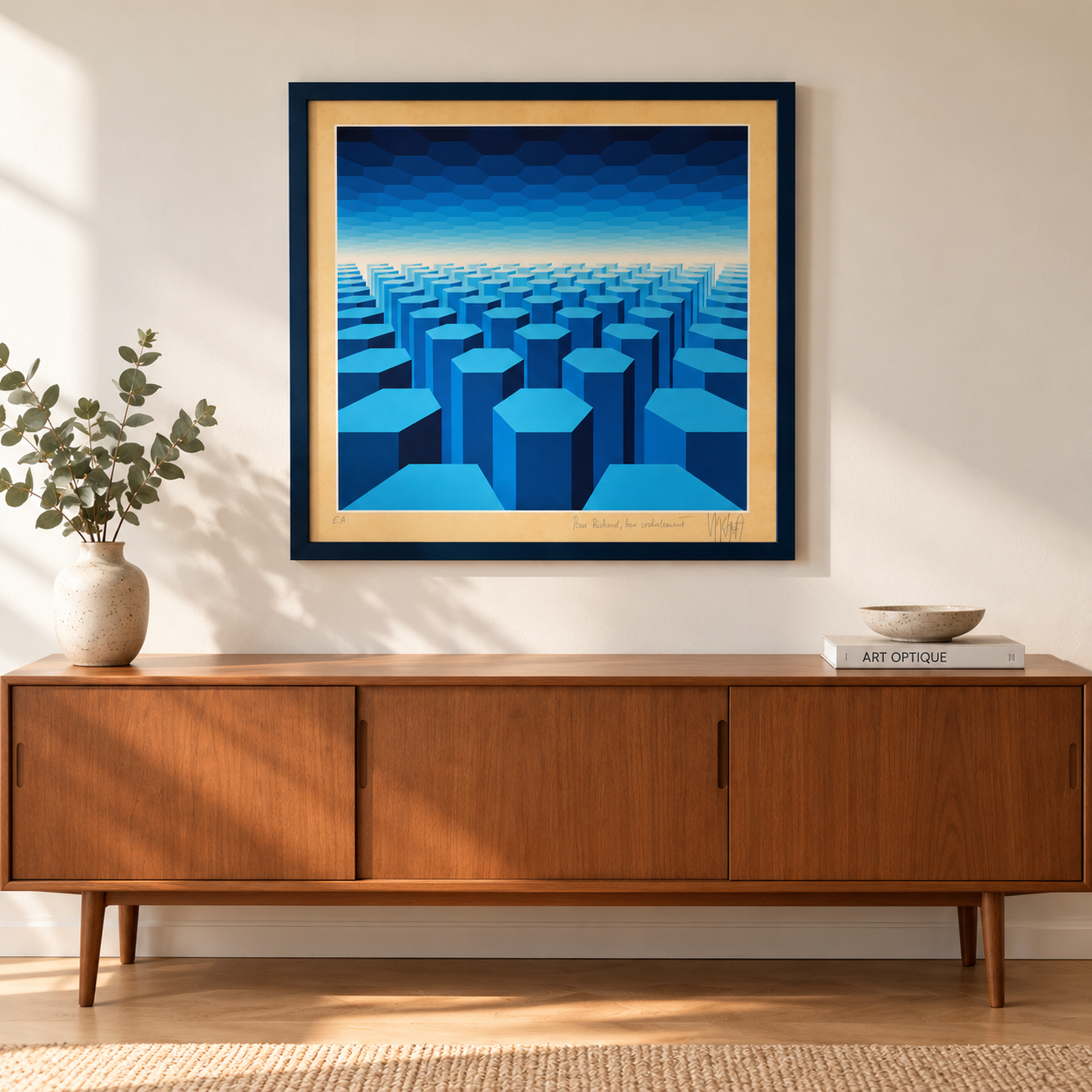 « Fifty Shades of Blue » par YVARAL (Jean-Pierre Vasarely) - Sérigraphie signée et dédicacée - Épreuve d'artiste