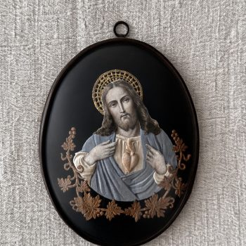 Petit cadre ovale sous verre bombé – Sacré-Cœur de Jésus