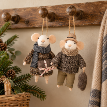 Couple de souris de Noël à suspendre – Marguerite et Léon