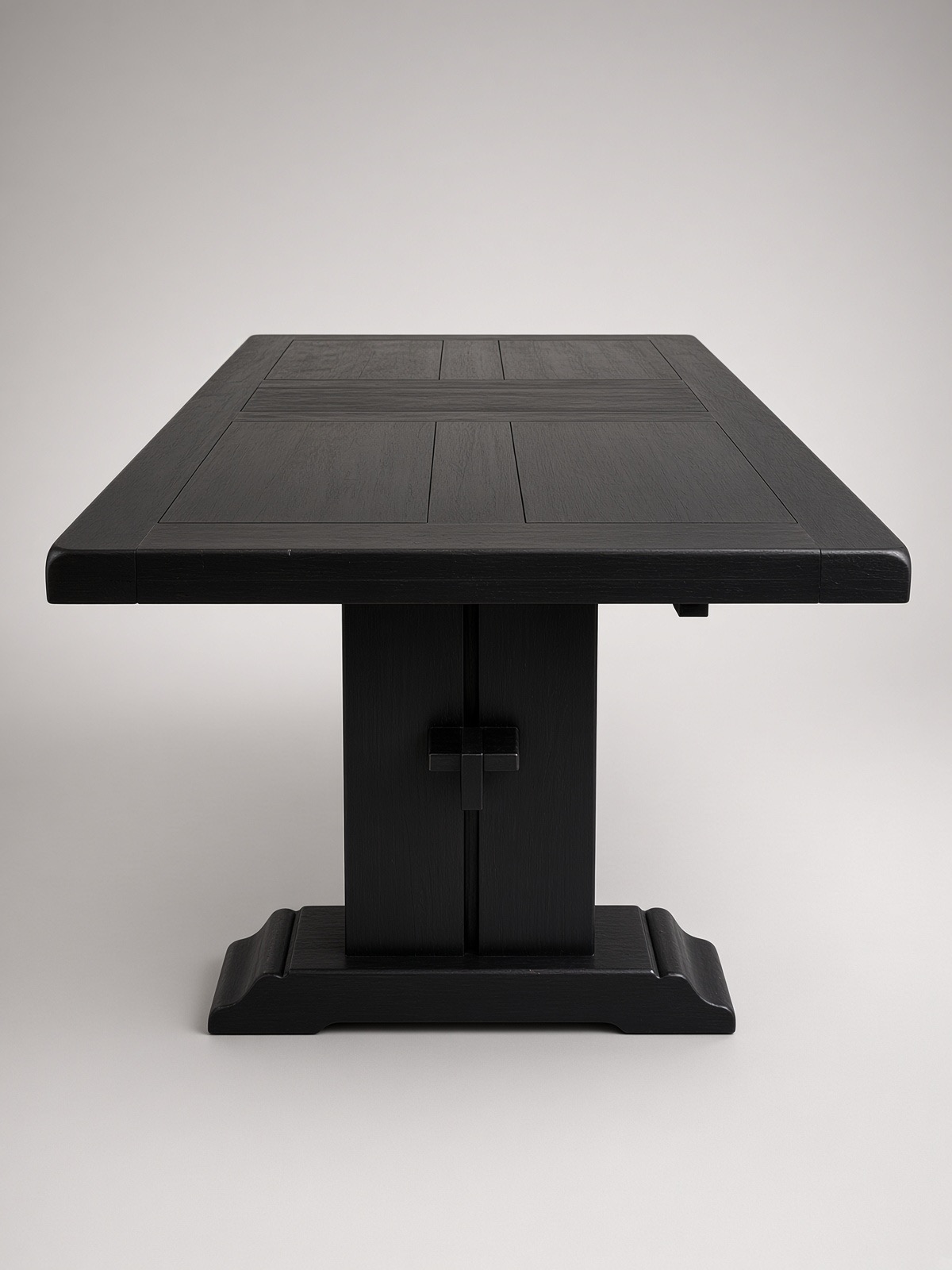 Table en bois patinée noire avec deux rallonges - 180 à 260 cm – Image 2
