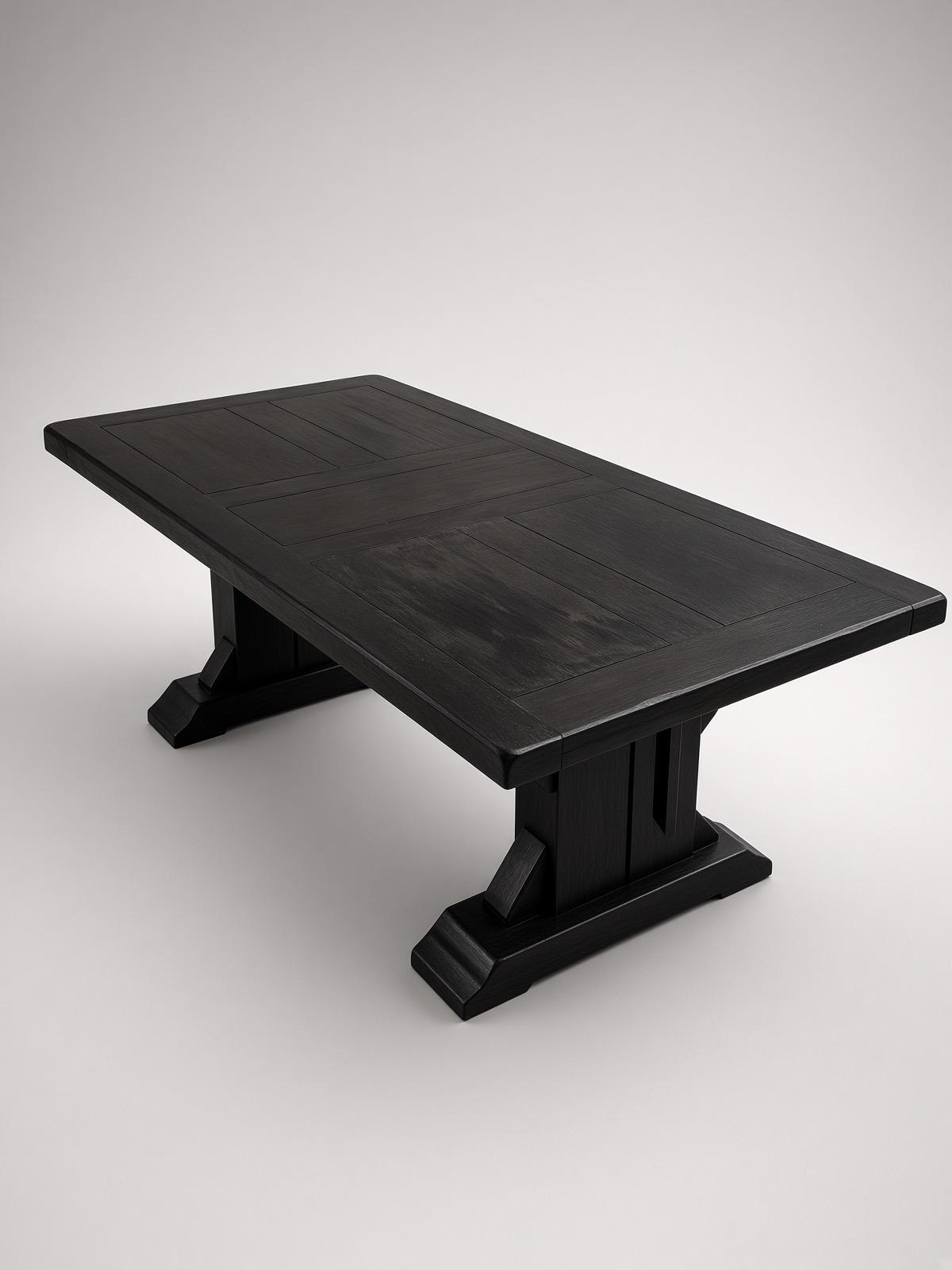Table en bois patinée noire avec deux rallonges - 180 à 260 cm – Image 3