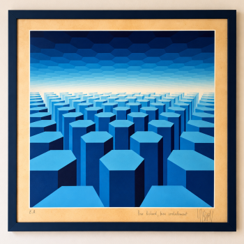 « Fifty Shades of Blue » par YVARAL (Jean-Pierre Vasarely) – Sérigraphie signée et dédicacée – Épreuve d’artiste