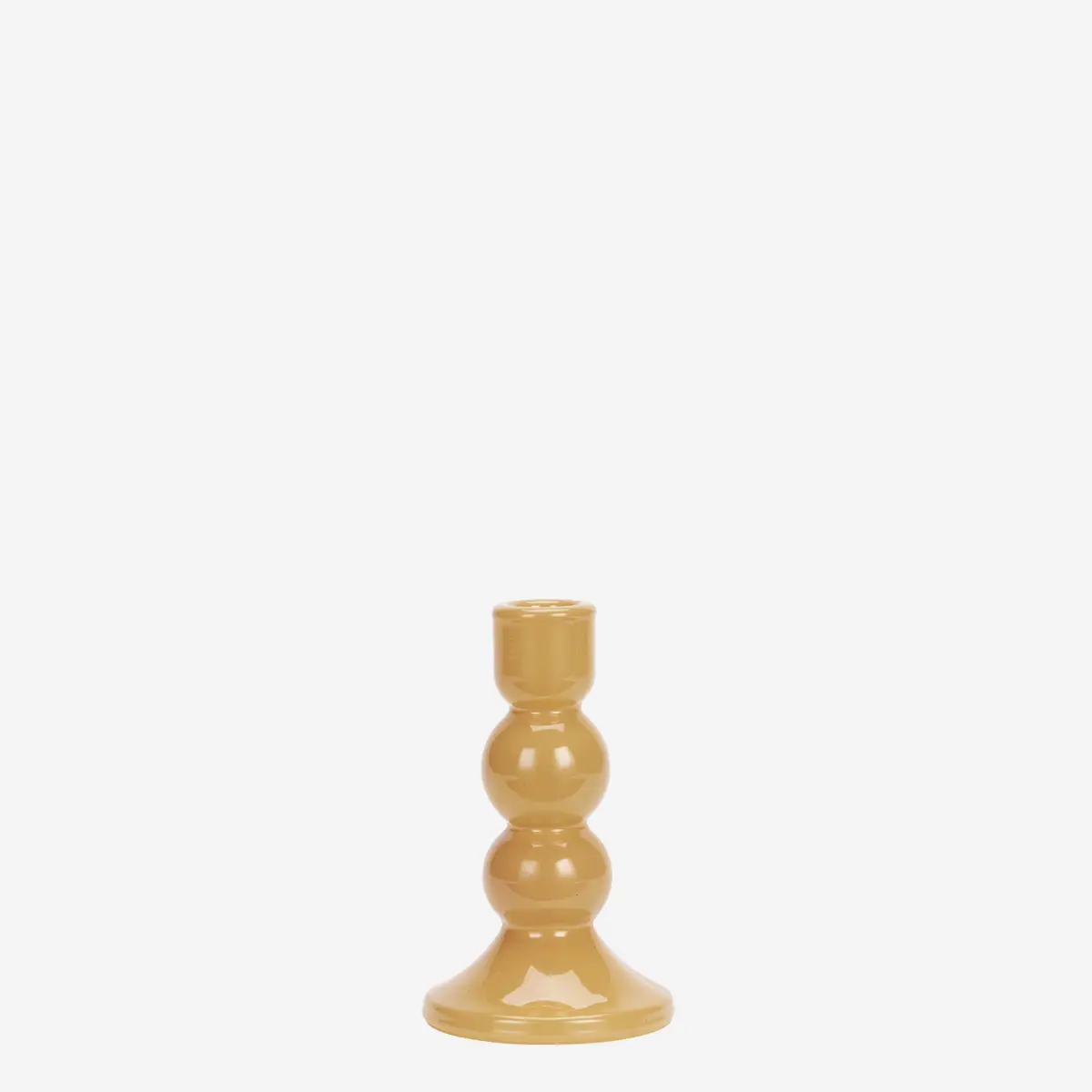 Bougeoir en verre orange curry – H15cm