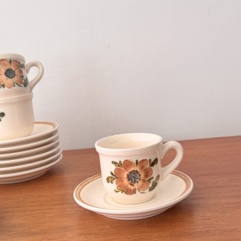Lot de 6 tasses à café et leurs soucoupes Gien – modèle Bangui