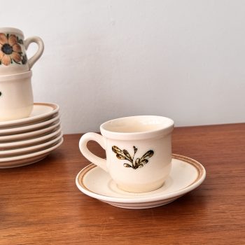 Lot de 6 tasses à café et leurs soucoupes Gien – modèle Bangui